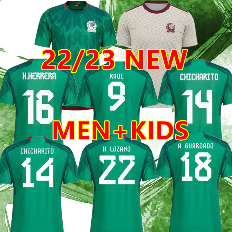 

2022 2023 Mexico Soccer Jersey green National Copa America 21 22 23 CHICHARITO LOZANO GUARDADO CARLOS VELA RAUL Men Kids Football Shirts, 2022 kids away