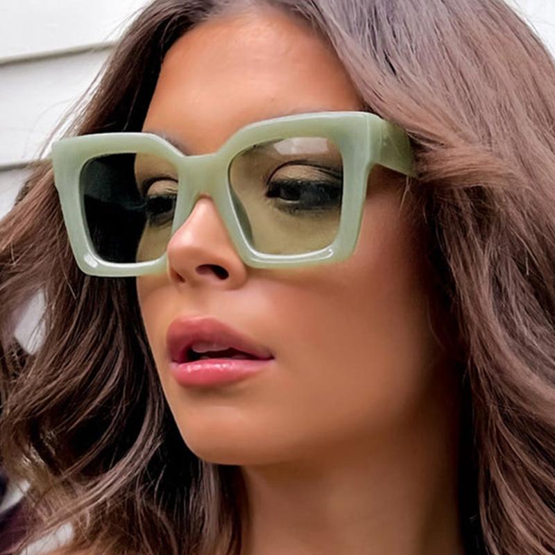 

Sunglasses Fashion Green Square Women Oversized Big Frame Sun Glasses Female Designer Wide Leg Brown ShadesSunglassesSunglasses