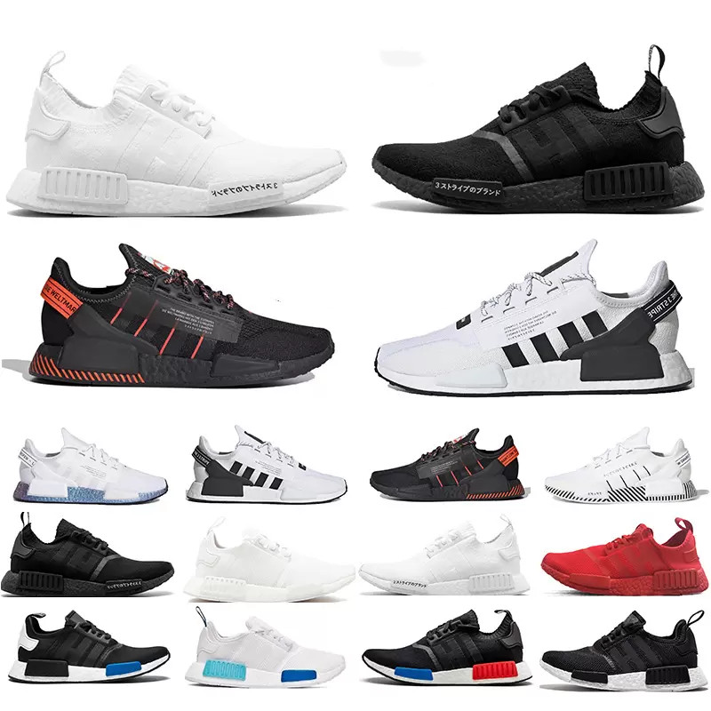 

R1 v2 Mens Womens Running casual Shoes Japanese Paris Oreo Munich Orange nmd Triple White Triple Black Blue Glow Core Lush Red Trainers Sneakers for Men and Women, Box