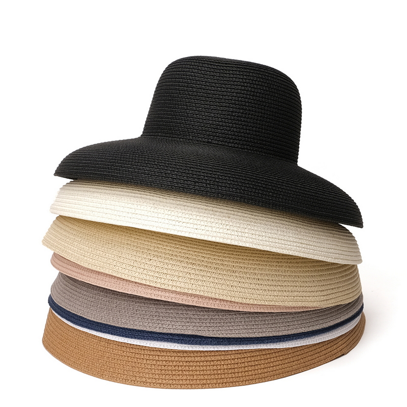 

Retro Hepburn Style Women Summer Straw Hat Wide Brim Sun Beach Cap Foldable Vacation 2022, White