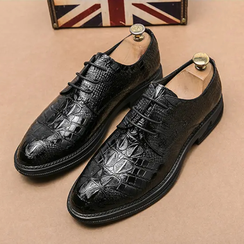 

Loafers Shoes Men PU Embossed Low Heel Chain Decorative Lace Up Solid Color Comfortable Non Slip Fashion Business Dress Shoes HM523, Clear