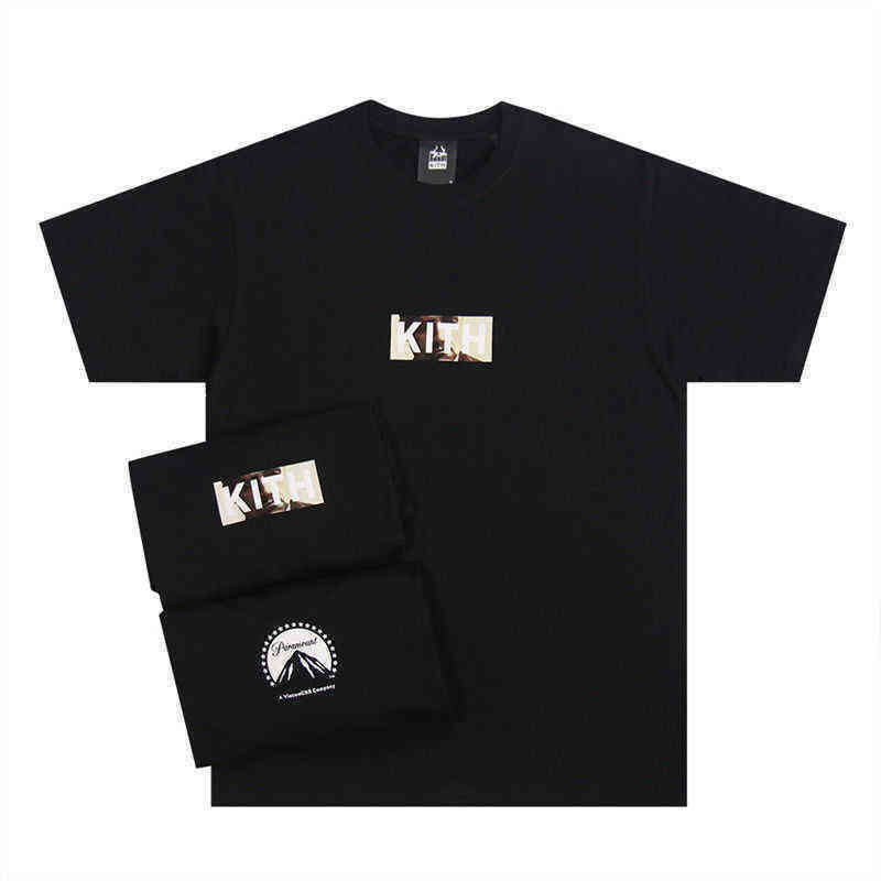 

Men's and Women's T-shirt Cotton Print Kith 2oss Godfather Joint Short-sleeved Loose Round Neck Black1a1, Black