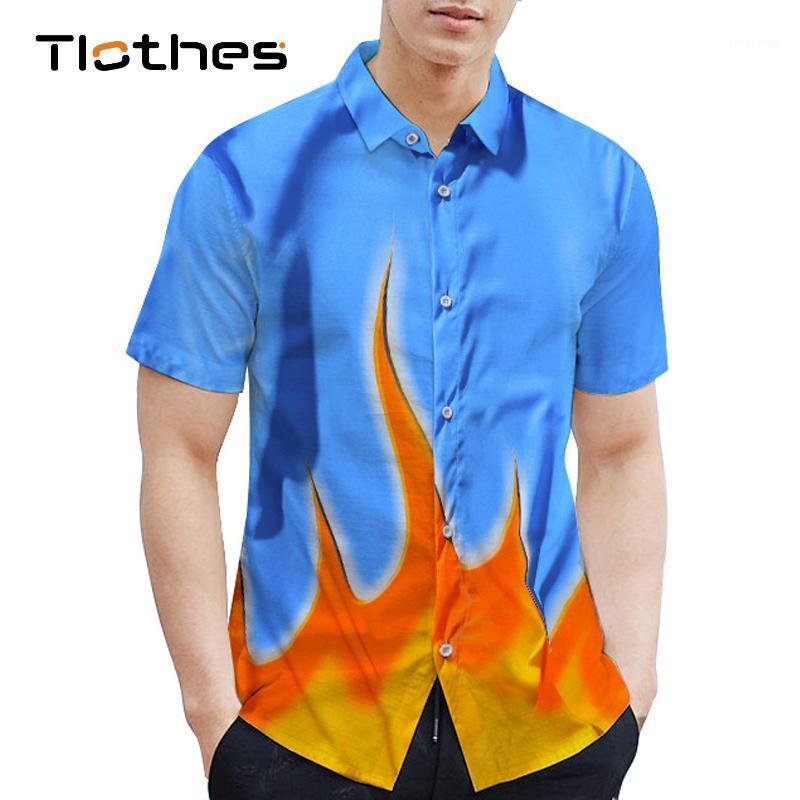 

Streetwear Harajuku Flame Print Shirt Men Summer Loose Short Sleeve Shirts Men's Oversized Hip-Hop Brand Mens Casual Tops, 02