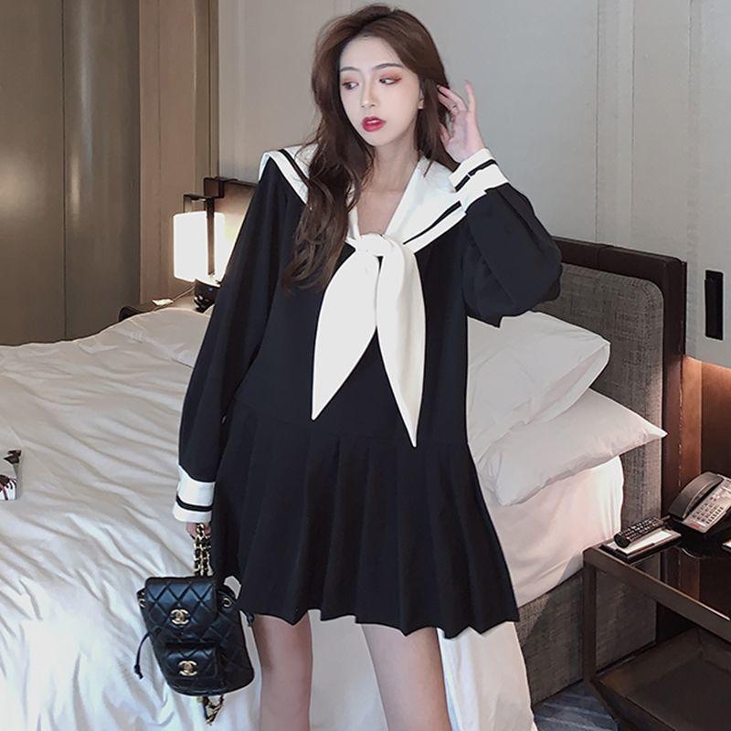 Casual Dresses Sailor Black Women Plus Size Dress Lolita Party Kawaii Japanese Sweet Angel Jsk Fairy Cosplay Vestido Oodji Shirt Harajuku-image-765412187