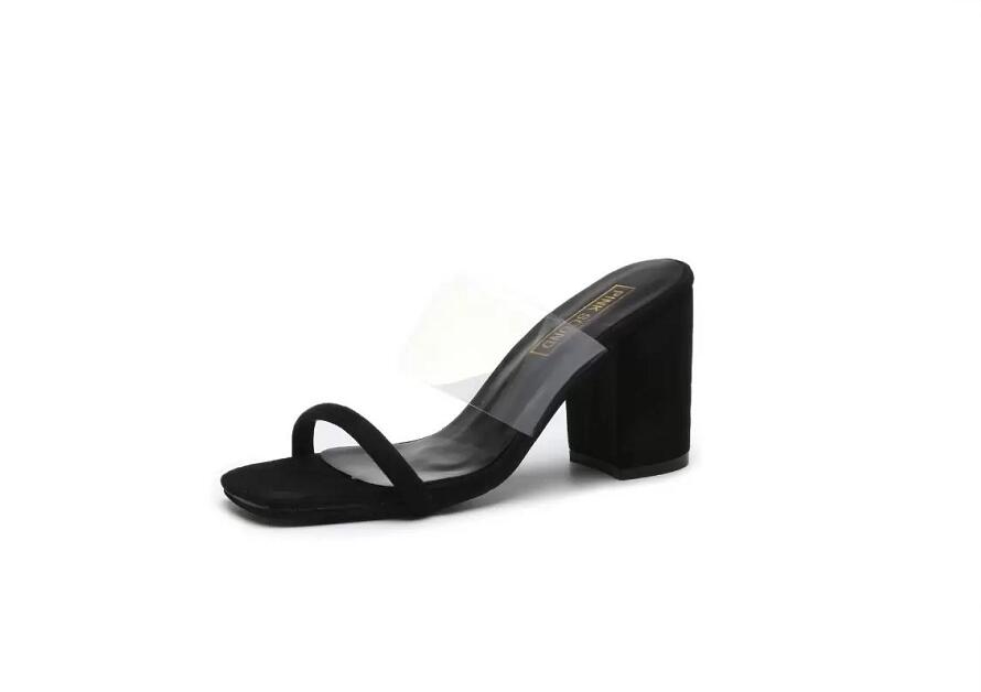 

Summer Women's High-heeled Sandals New Transparent Large Thick Heel Women's Slippers Fashion Casual Shoes