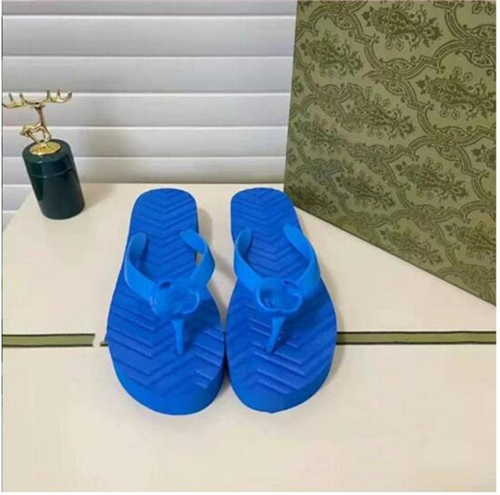 

Women's chevron thong sandal Blue rubber Slippers Designer Summer Classic Fashion Luxury Beach Flat Flip Flops Sandals Size 35-42