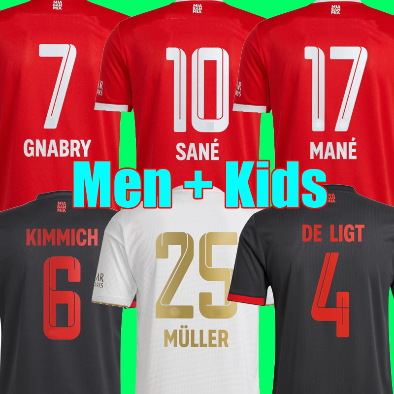 

MANE #17 soccer jerseys 22 23 LEWANDOWSKI SANE KIMMICH BAYERN MUNICH COMAN MULLER DAVIES football shirtS Men AND Kids sets kit 2022 2023 top thailand quality uniform, 2023 fans away