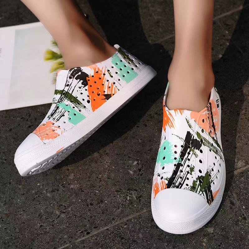 

Sandals Hollow Out Holes Men Summer Beach Print Shallow Slip On Male Sandal Flats Breathable Outdoor Sport Designer Shoes EVASandals, Dot