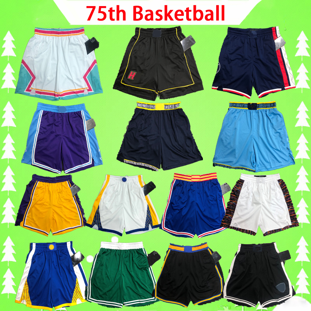 

75th anniversary Sun lightning king Wolf 75 Basketball Shorts 2021 2022 2023 All Printed Star Team Print Short Sport Wear Pant With Pocket city pants Pockets 21 22 23, Top quality