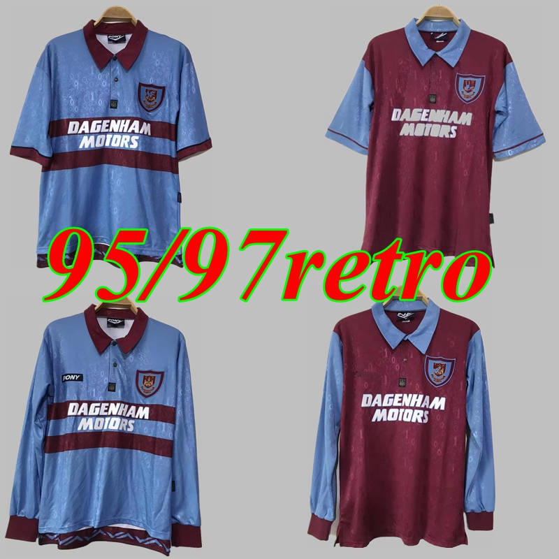 

95 97 Soccer Jerseys Retro maillot classic vintage camisetas football shirts Uniforms long sleeve men home away DICANIO KANOUTE LAMPARD Wests Ham2022 2023, Blue