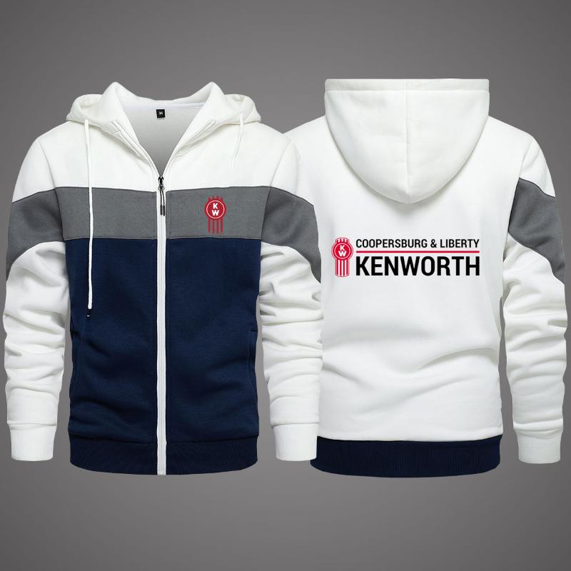 Men's Jackets 2022 Kenworth Logo Print Custom Made Men Zipper Hoodie Jacket Cotton Warm Hooded Man Sportswear Casual Tops Wild Streetwear