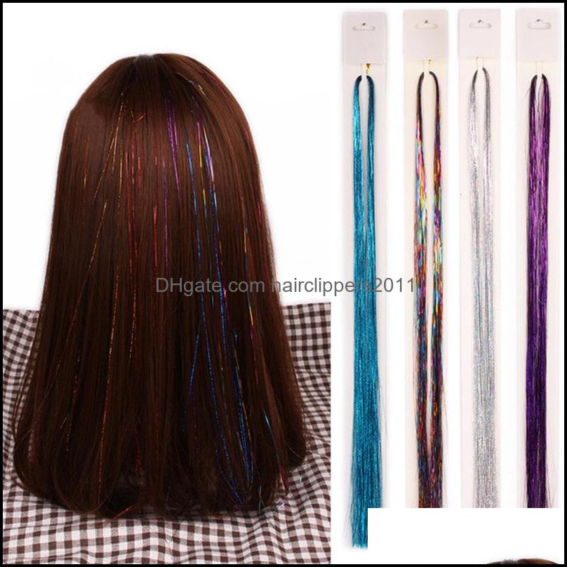 

Hair Accessories Tools Products Sparkle Tinsel Rainbow Colored Strands Girl Headwear Laser False Hairs Extension Bling Decoration Glitter