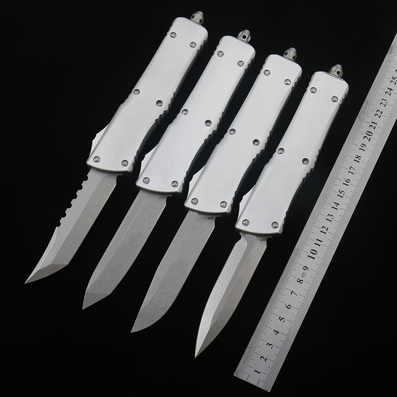 

High Quality Silver White COMBAT TROODON Automatic Knife D2 steel Anodizing 6061-T6 Aviation Aluminum Outdoor Camping Combat Tactical knives EDC tool