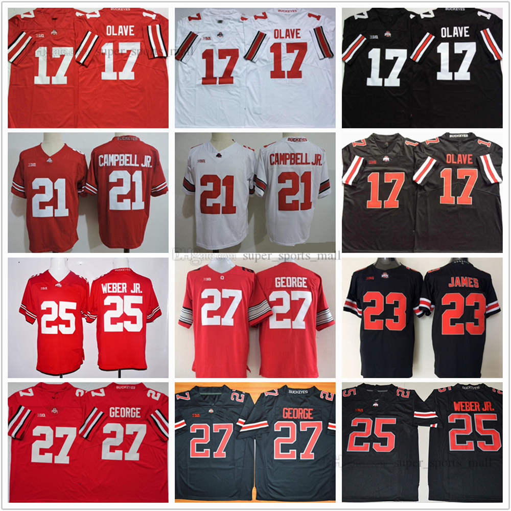 

NCAA Ohio State Buckeyes College Football Jersey 21 Parris Campbell JR. 23 James 25 Mike Weber Jr. 17 Chris Olave High Quality 27 Eddie George 33 Pete Johnson stitched, As picture