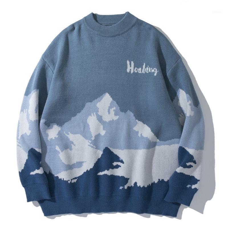 

Women's Sweaters Snow Mountain Print Vintage Korean Fashion Long Sleeve Top Pull Femme Winter Clothes Women Pullovers Tops Sweater Trends, Black
