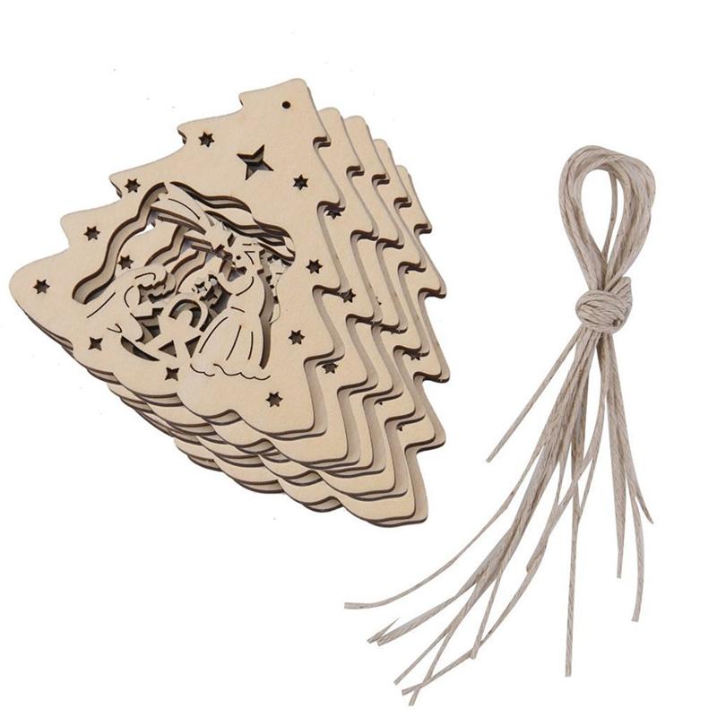 

Christmas Decorations Wooden Tree Set Traditional Nativity Keepsake Embellishments With Strings DIY Crafts Decor For TChristmas