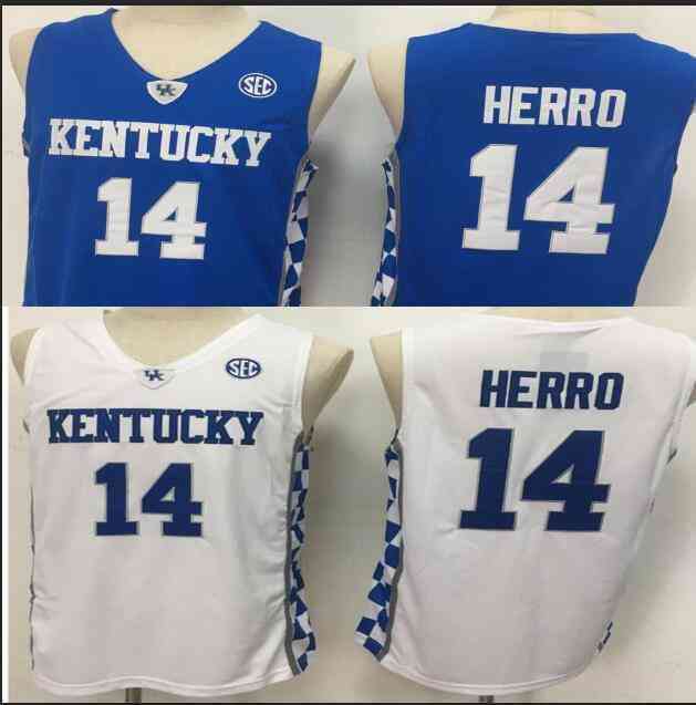 

white Tyler Kentucky 14 Wildcats blue Herro Men College Basketball Jerseys Shirt University Jersey Stitched Blue, As show