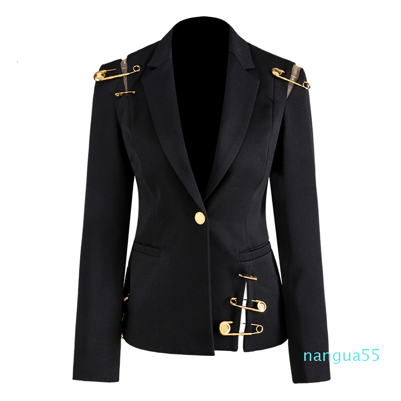 

Blazer Jacket Hollow Out Patchwork Lace Up Women' Blazer Notched Long Sleeve Slim Elegant, Cnl0205