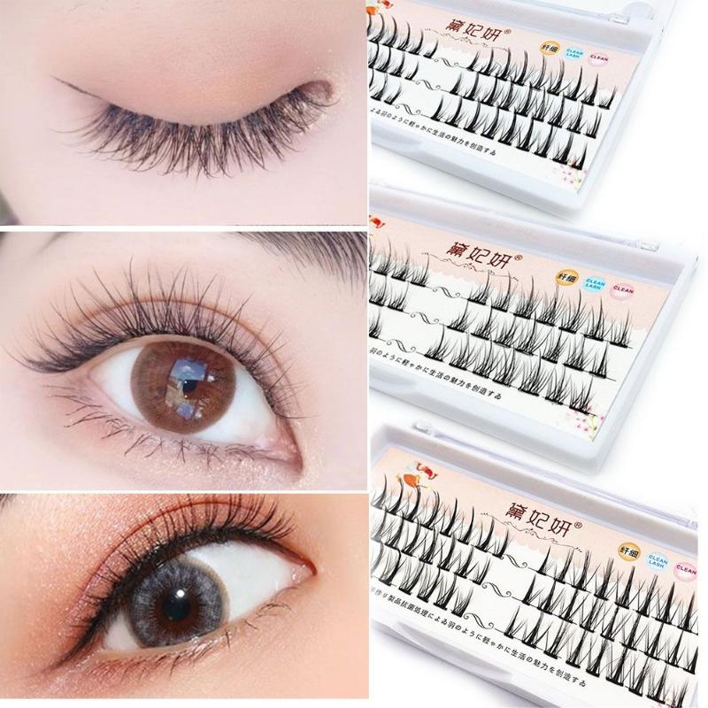 Faux cils en cluster individuel fausses extensions de cils réutilisables nature auto-adhésive bouclée longue à la main maquilleur professionnel