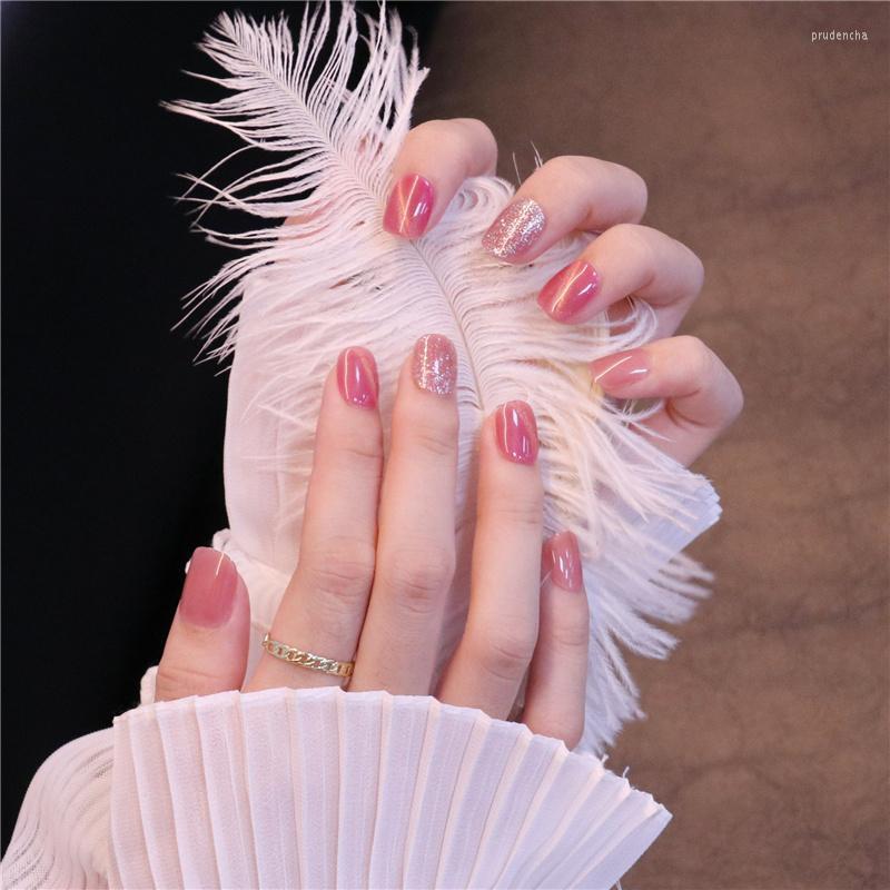 

False Nails 24pcs Fake Pink Wear Short Full Cover Women Lady Nail Art Manicure Tool Finished Wearable Patch Prud22