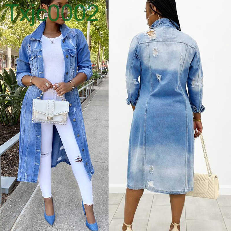 Trench-Coat en Denim à manches longues pour femme, 3 couleurs, de styliste, nouvelle mode, coupe-vent, veste, Cardigan, Cape en jean, automne hiv