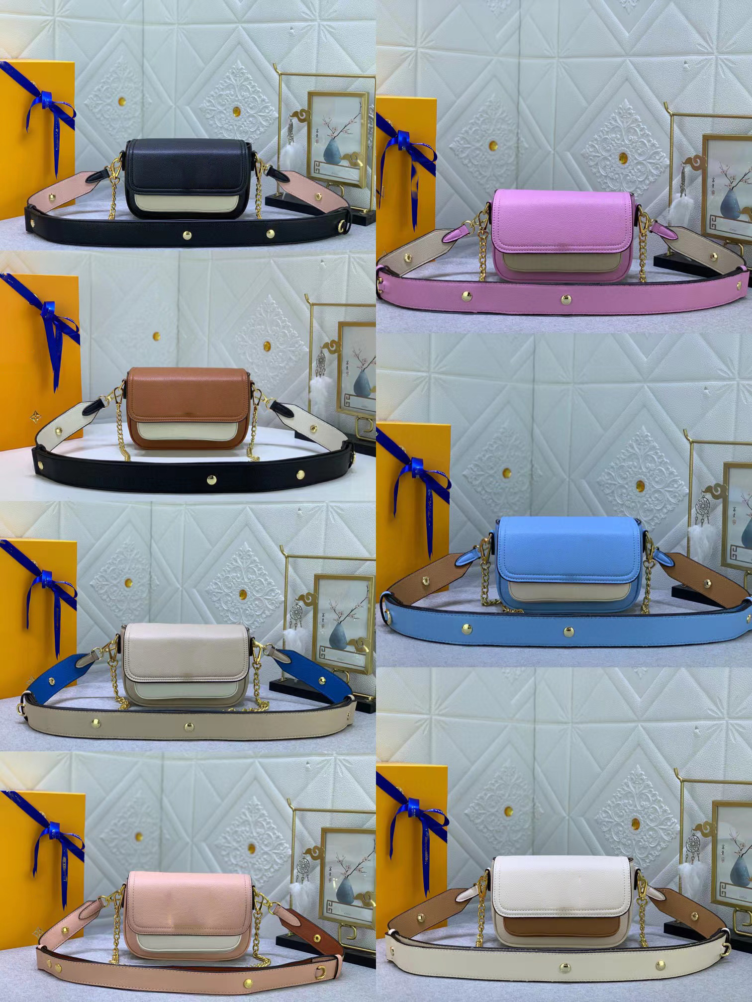 

5A Lockme Tender Chain Flap Shoulder Bag Black/ Rose Water/Greige Women Designer Vintage Handle Bag Wallet Turn Lock Classic CrossBody 19cm, With box