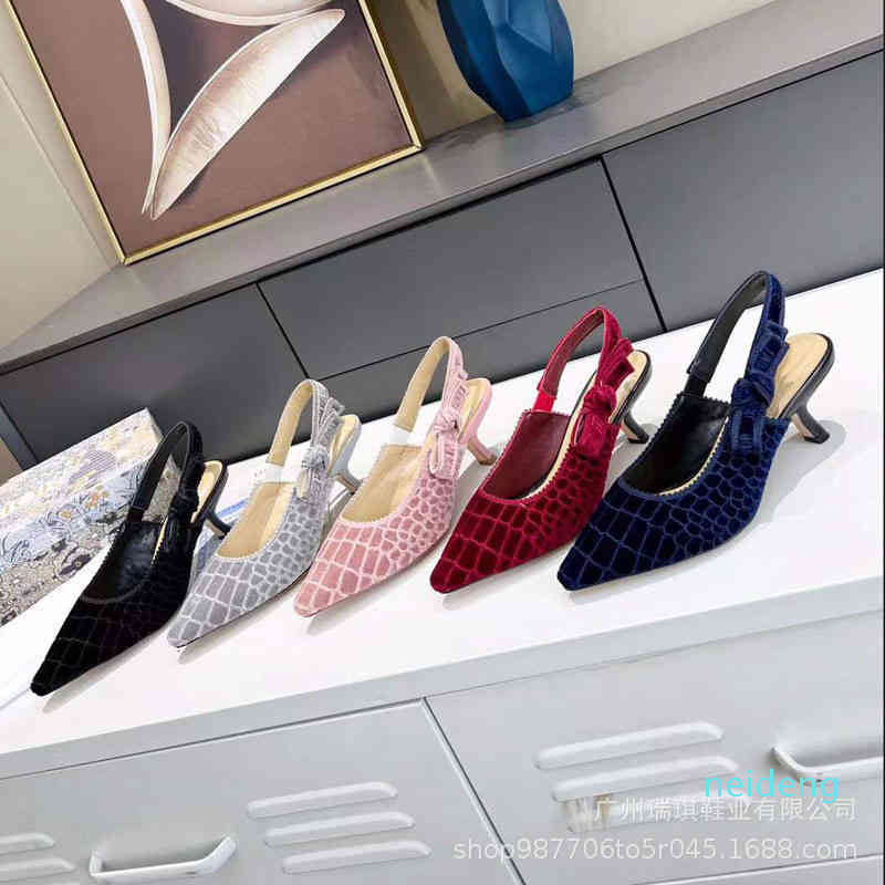 

Sandals high-end quality Swan velvet letter embroidery webbing flat shoes high heels sandals women's 8888, 2# shoe box