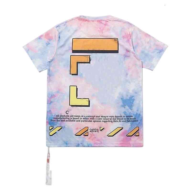 

Off Men's T-shirts Offs Summer New White Tie Dye Loose Round Neck Short Sleeve T-shirt for Men Women Printed Letter x on the Back, 24