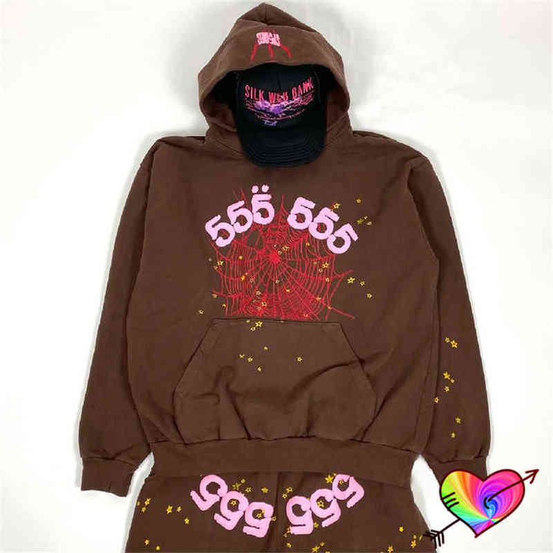 

2022 Digital Foam Print Sp5der 555555 Hoodie Men Women Brown Young Thug Spider Hoodie Hooded Cobweb Sweatshirts Pullovers T220802, Black