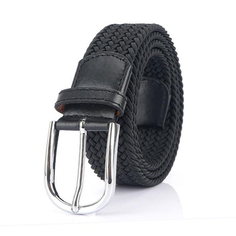 

Belts Arrival Quality Nylon Elastic Youth Trouser Belt Jeans Accessories Men Sliver Pin Buckles Alloy Metal Male CBCK209Belts, Black