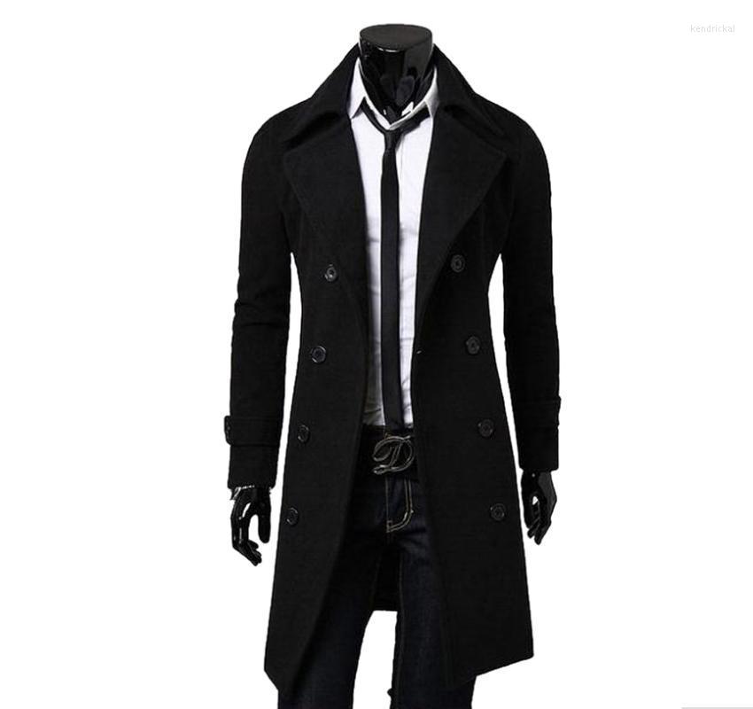 

Men's Trench Coats 2022 Coat Men Jacket Mens Overcoat Casual Slim Fit Windbreak Solid Long Fashion Winter Plus Size Kend22, Black