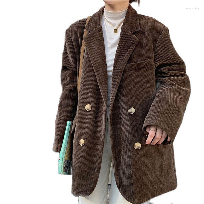 

Women's Suits & Blazers 2022 Vintage Large Size Thick Blazer Coat Autumn Winter Jackets Korean Style Retro Loose Corduroy Suit D490, Coffe thin