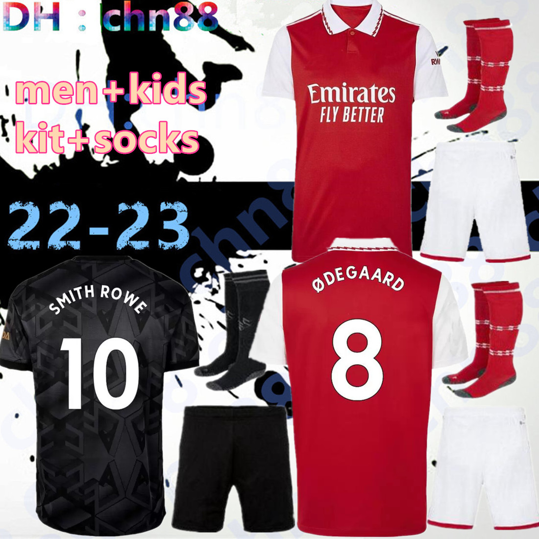 

22 23 SMITH ROWE PEPE SAKA soccer jerseys Fans Player version THOMAS MARTINELLI TIERNEY 2022 2023 football shirt Men Kids kit sets ODEGAARD SAMBI Nketiah full set, 22-23 home