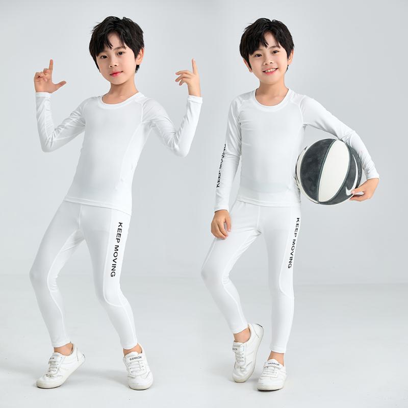 

Running Sets Children's Compression Set Sportswear T-Shirt And Leggings Boys Tracksuit For Children Basketball Training ClothesRunning, E -pants no velvet