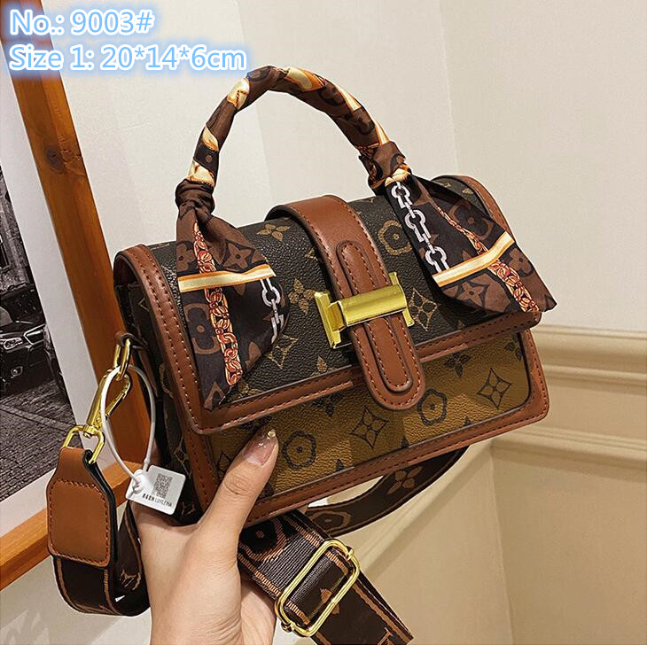 

Wholesale leathers shoulder bags street fashion printed handbag personality contrast leather backpack sweet ribbon decorative women bag, Brown2-6030#