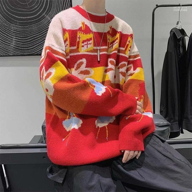 

Men's Sweaters Red Sweater Men Crewneck Korean Fashion Oversized Long Sleeve Knitted Shirts Clothing Trends 2022 Perf22, Blue
