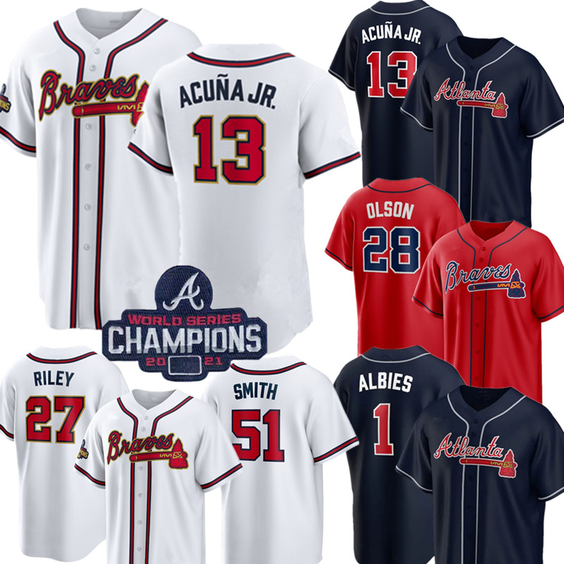 

Atlanta Ronald Acuna Jr. Jersey Braves Matt Olson Ozzie Albies Austin Rile Baseball Jerseys Dansby Swanson Will Smith Jorge Soler Tyler Matzek WOMEN man 2022, 2022 gold men m-xxxl