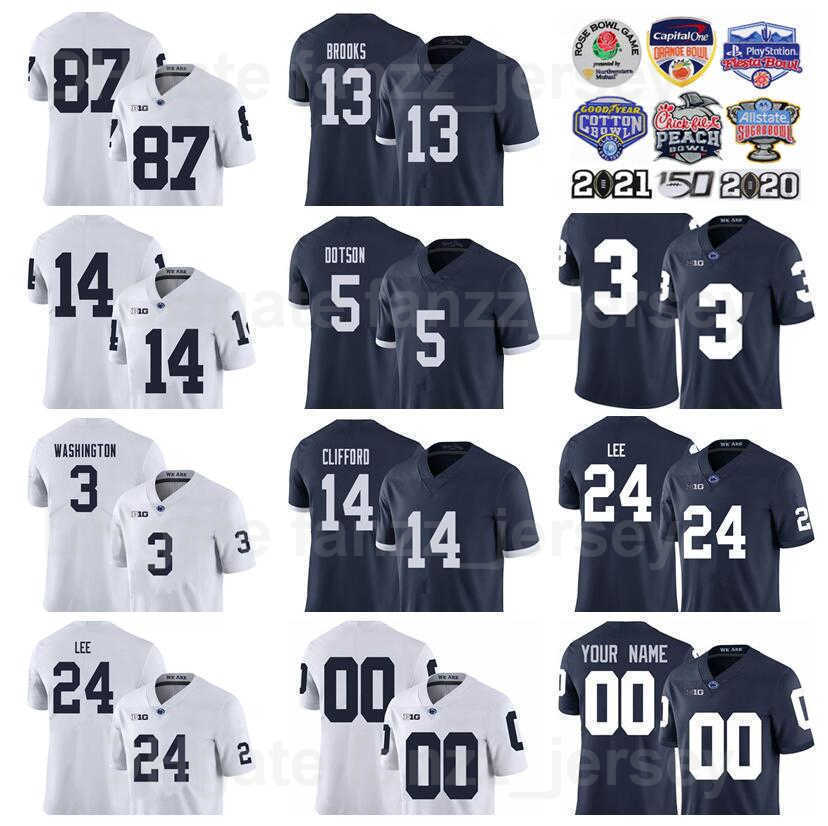 

NCAA Penn State Nittany PSU College Football Jerseys 14 Sean Clifford 21 Noah Cain 24 Keyvone Lee 5 Jahan Dotson 3 Parker Washington 13 KeAndre Lambert-Smith Men Sale, Navy blue without name