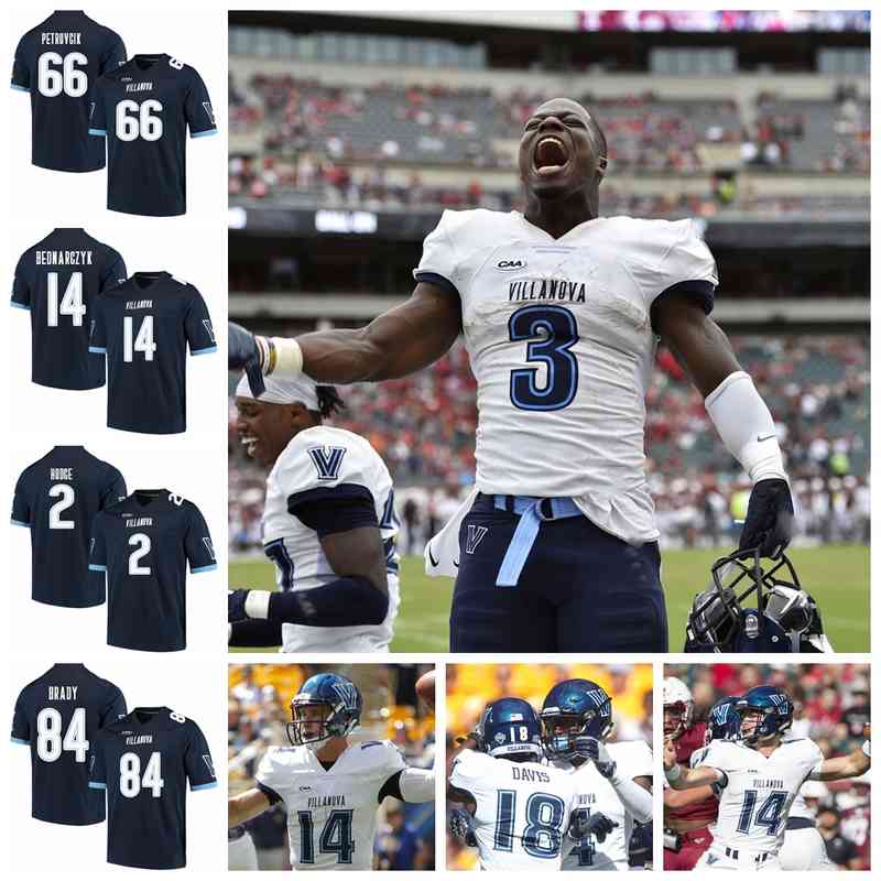 

Rare Villanova Wildcats College Football Jerseys Zach Bednarczyk Jersey Aaron Forbes Matt Gudzak Ryan Bell Dez Boykin Custom Stitched, Mens navy blue