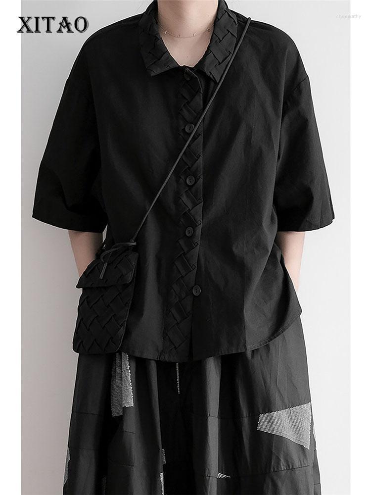 

Women's Blouses & Shirts Single Breast Blouse Fashion Women White Black Small Fresh Half Sleeve 2022 Summer Minority Loose Shirt Top WMD6760, Black wmd6760