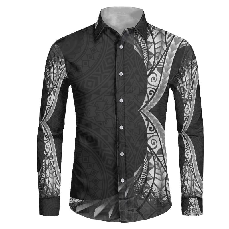 

Men' Dress Shirts HYCOOL Wholesale 6xl High Quality Polyester For Men Tribal Print Samoan Black Long Sleeve Shirt Custom Casual, Hbc215319f70