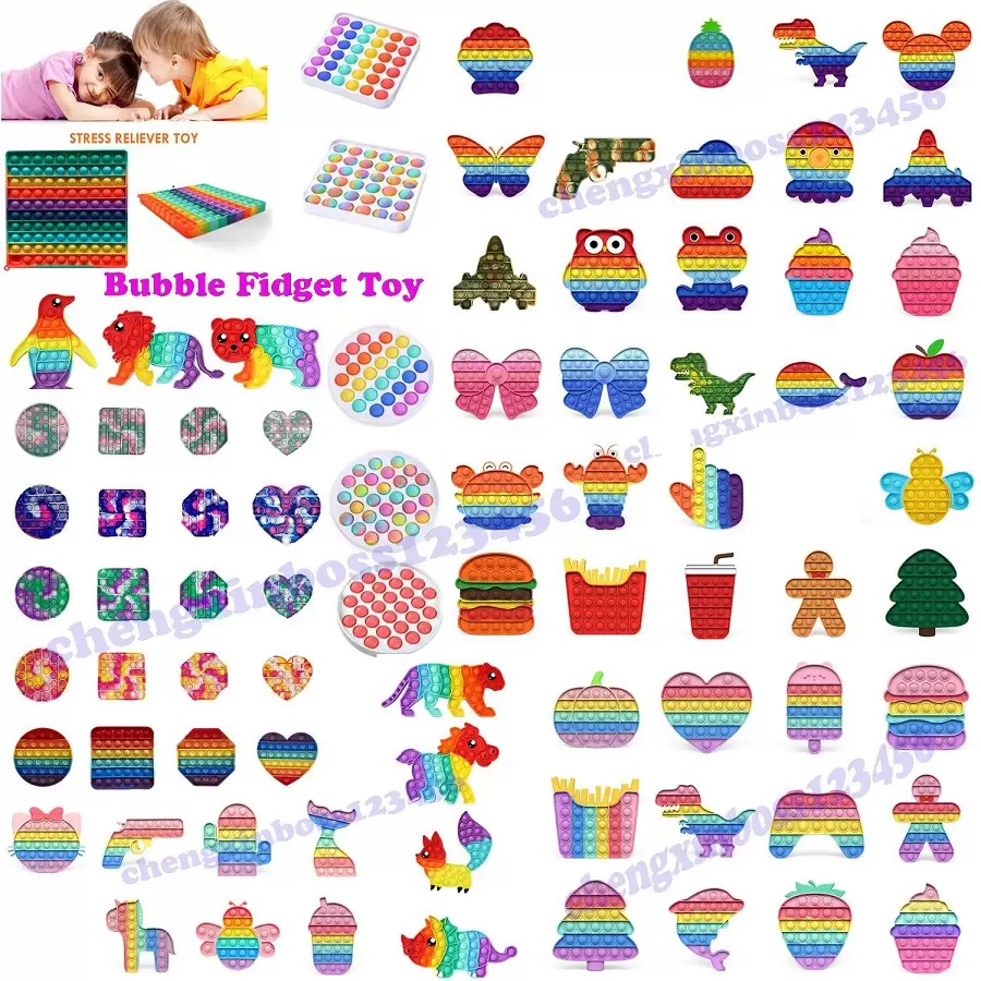 

Glowing Push Bubble Fidget Toys favor pops Autism Special Needs Stress Reliever Helps Relieve Increase Focus Soft Squeeze Party Favors