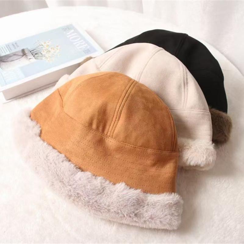 

Berets Autumn And Winter Warm Suede Fur Hat Women Double Side Wear Protecting Ears Hats Casual Wild Caps Wholesale NSBerets, Khaki
