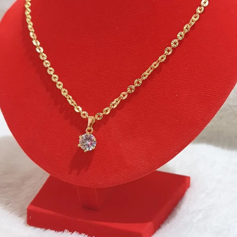 

zircon necklace women Korean ins clavicle chain cold wind single-drilled claw diamond inlaid chain titanium steel 18K gold necklace jewelry