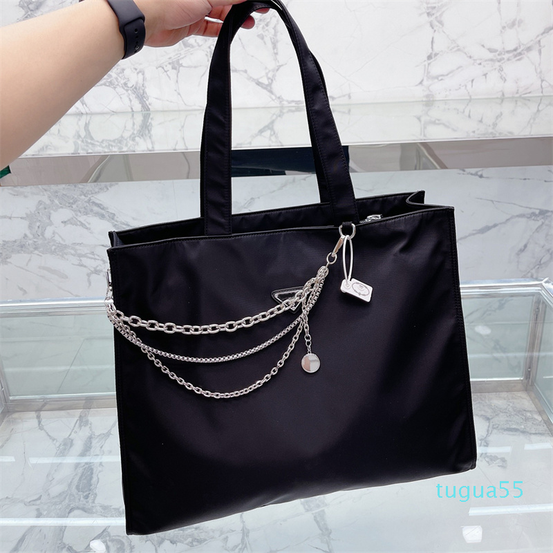 

Totes Beach Bags Nylon Large Capacity Shopping Handbags Fashion Women Chain Bag44cm, Black