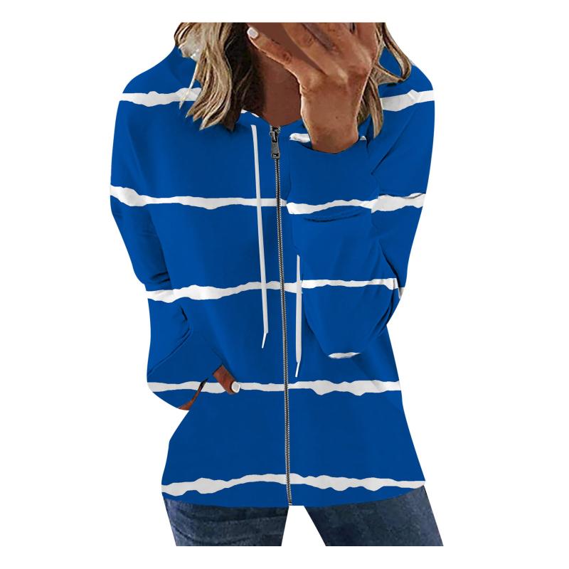 

Women' Jackets Light For Juniors Women Casual Stripe Print Long Sleeve Full Zip Pocket Hoodie Loose Teen Ladies Tall Fleece JacketWomen, Black