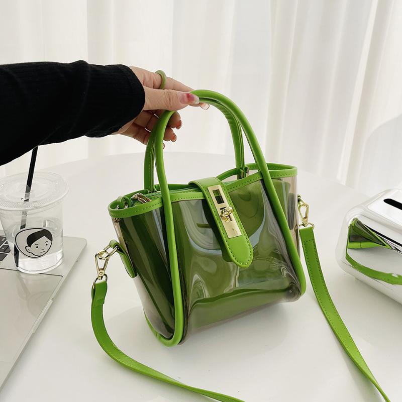 

Evening Bags Fashion Transparent Jelly Bag Ins Texture Large Capacity Handbag Single Shoulder Messenger BagEvening, Black
