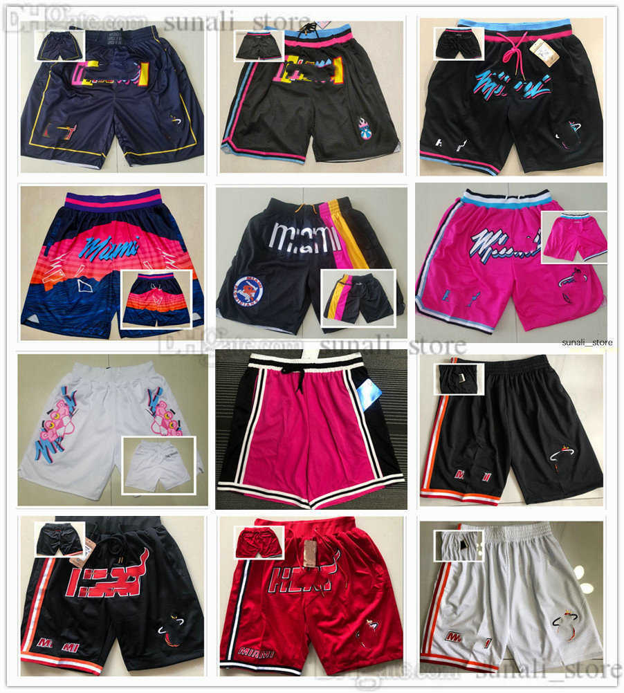 

2022 Miami''Heat''men Basketball Shorts With Pockets Zipper Sweatpants Training Pants Dwyane Wade Jimmy Butler Bam Adebayo Tyler Herro, Black