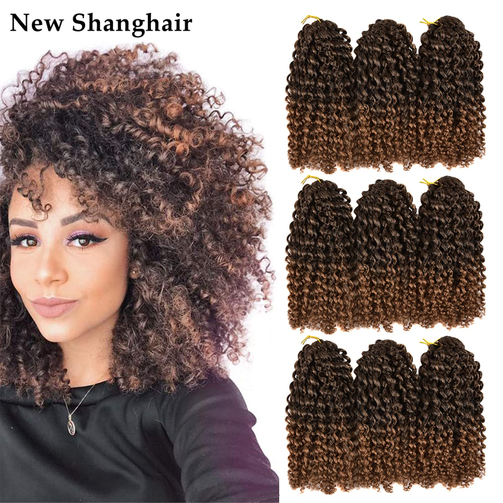 

3 Small Bundles/pcs Marlybob Crochet Braids Hair Ombre Gray 8 Inch Synthetic Kinky Curly Braiding Hair Extensions 90g/Lot BS05, #1b