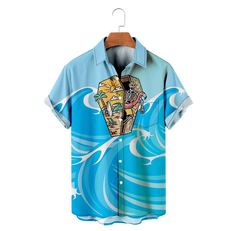 

Men's Casual Shirts Men's Hawaiian T-Shirt Y2K Hombre Fashion Shirt Skull 3D Print Cozy Short Sleeve Beach Oversized Clothes 20Men's, Hl06997 eursize